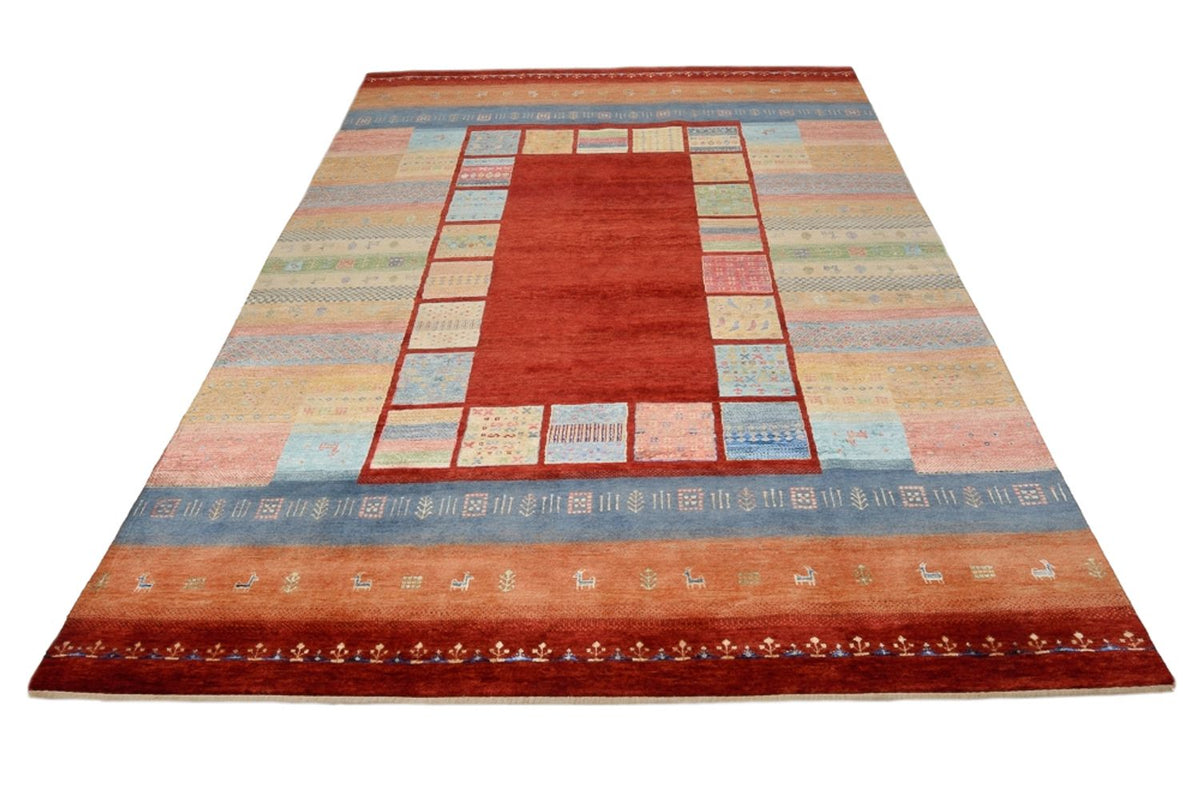 Alfombra Gabbeh - Loribaft Indus - 299 x 203 cm - rojo