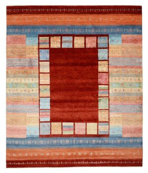 Alfombra Gabbeh - Loribaft Indus - 302 x 253 cm - rojo