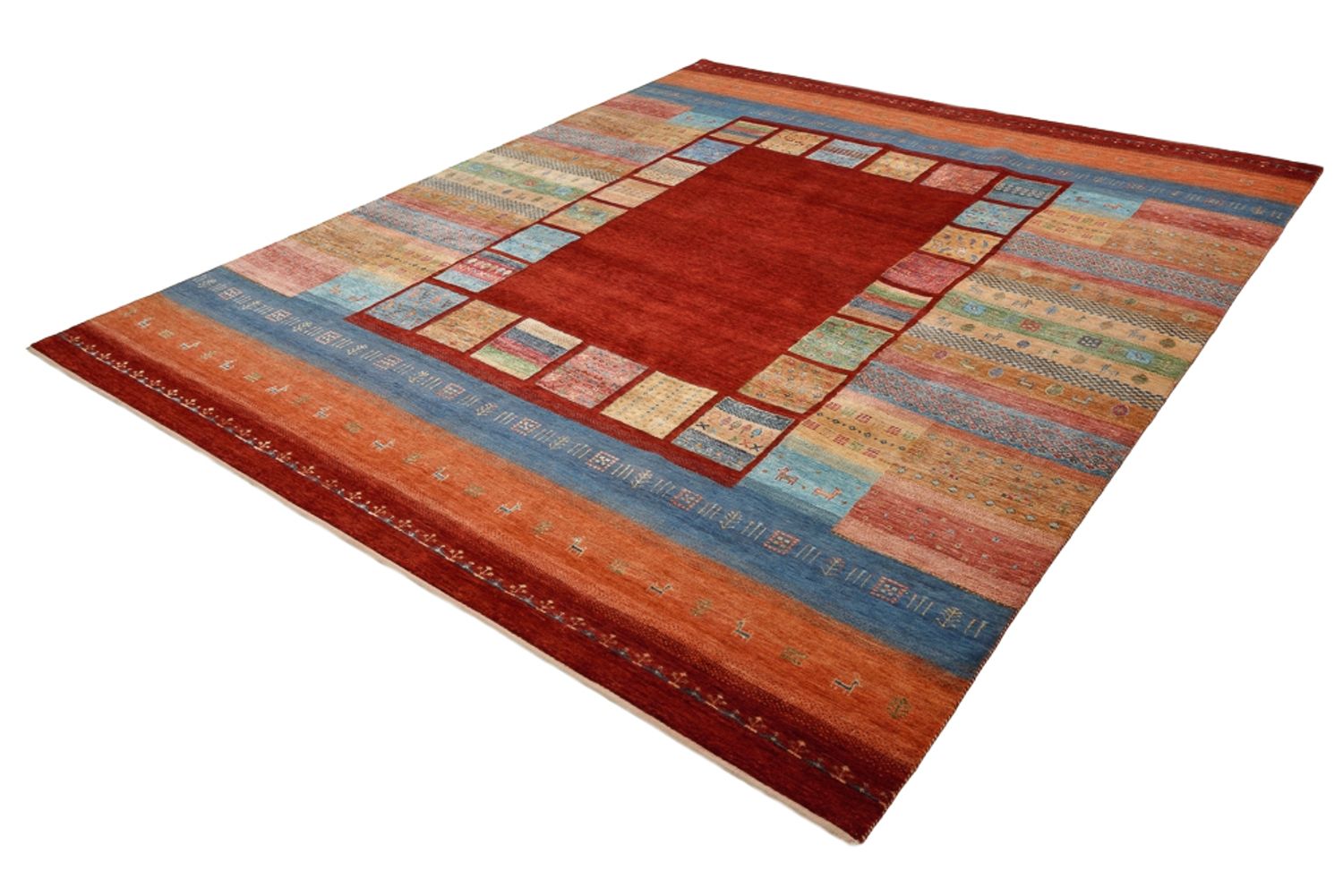 Alfombra Gabbeh - Loribaft Indus - 302 x 253 cm - rojo