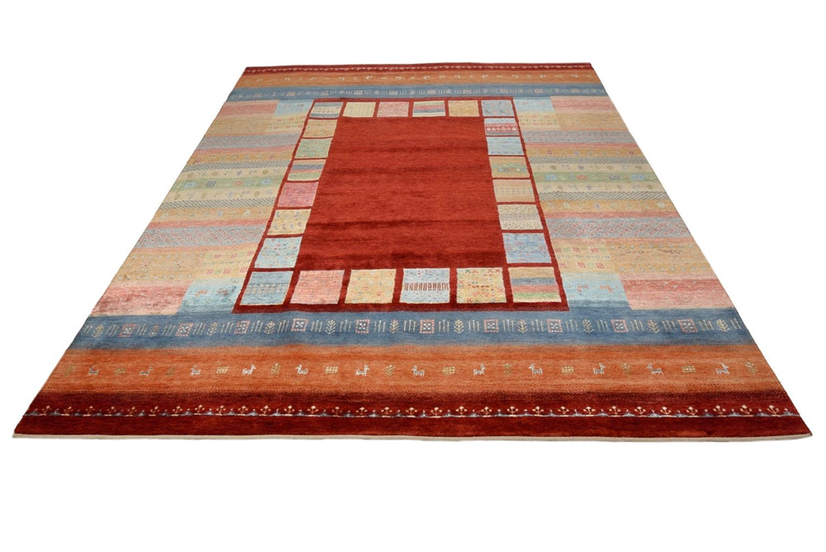 Alfombra Gabbeh - Loribaft Indus - 302 x 253 cm - rojo