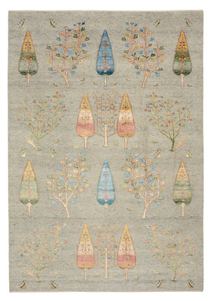 Alfombra Gabbeh - Loribaft Indus - 295 x 206 cm - gris claro
