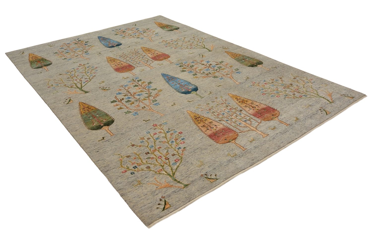 Alfombra Gabbeh - Loribaft Indus - 295 x 206 cm - gris claro