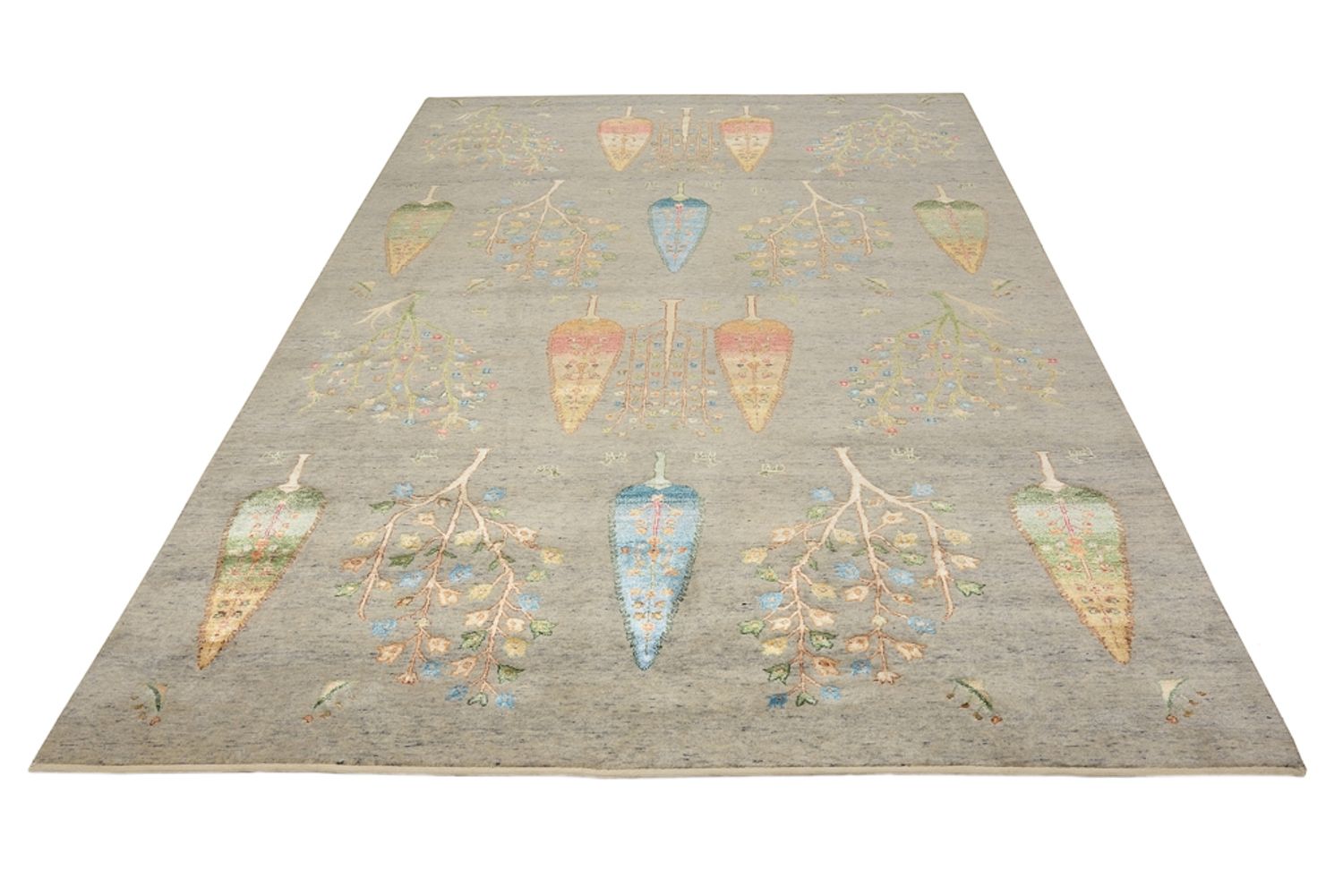Alfombra Gabbeh - Loribaft Indus - 295 x 206 cm - gris claro