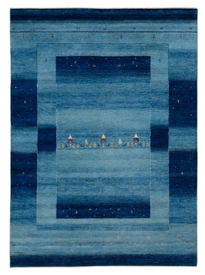Alfombra Gabbeh - Loribaft Indus - 241 x 175 cm - azul
