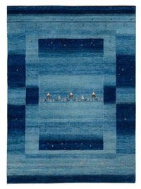 Alfombra Gabbeh - Loribaft Indus - 241 x 175 cm - azul