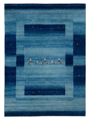 Alfombra Gabbeh - Loribaft Indus - 241 x 175 cm - azul