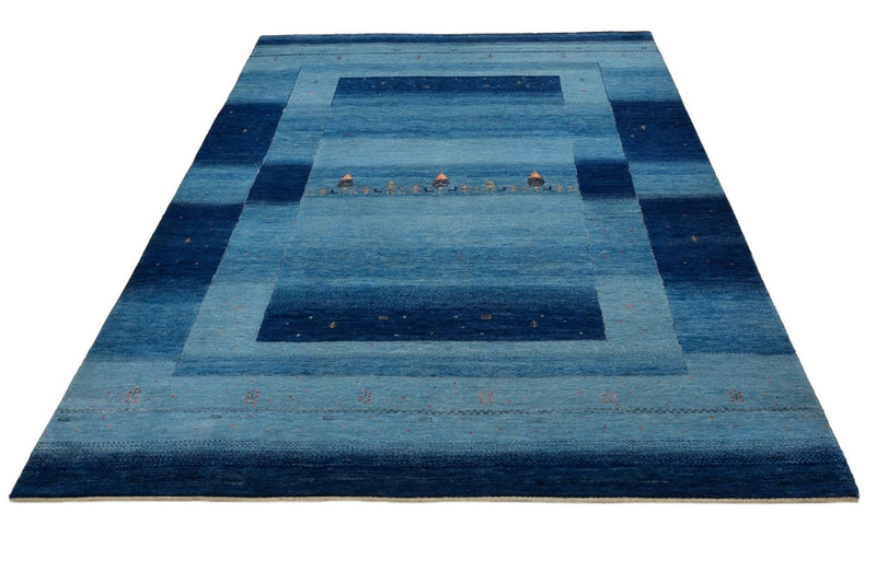 Alfombra Gabbeh - Loribaft Indus - 241 x 175 cm - azul