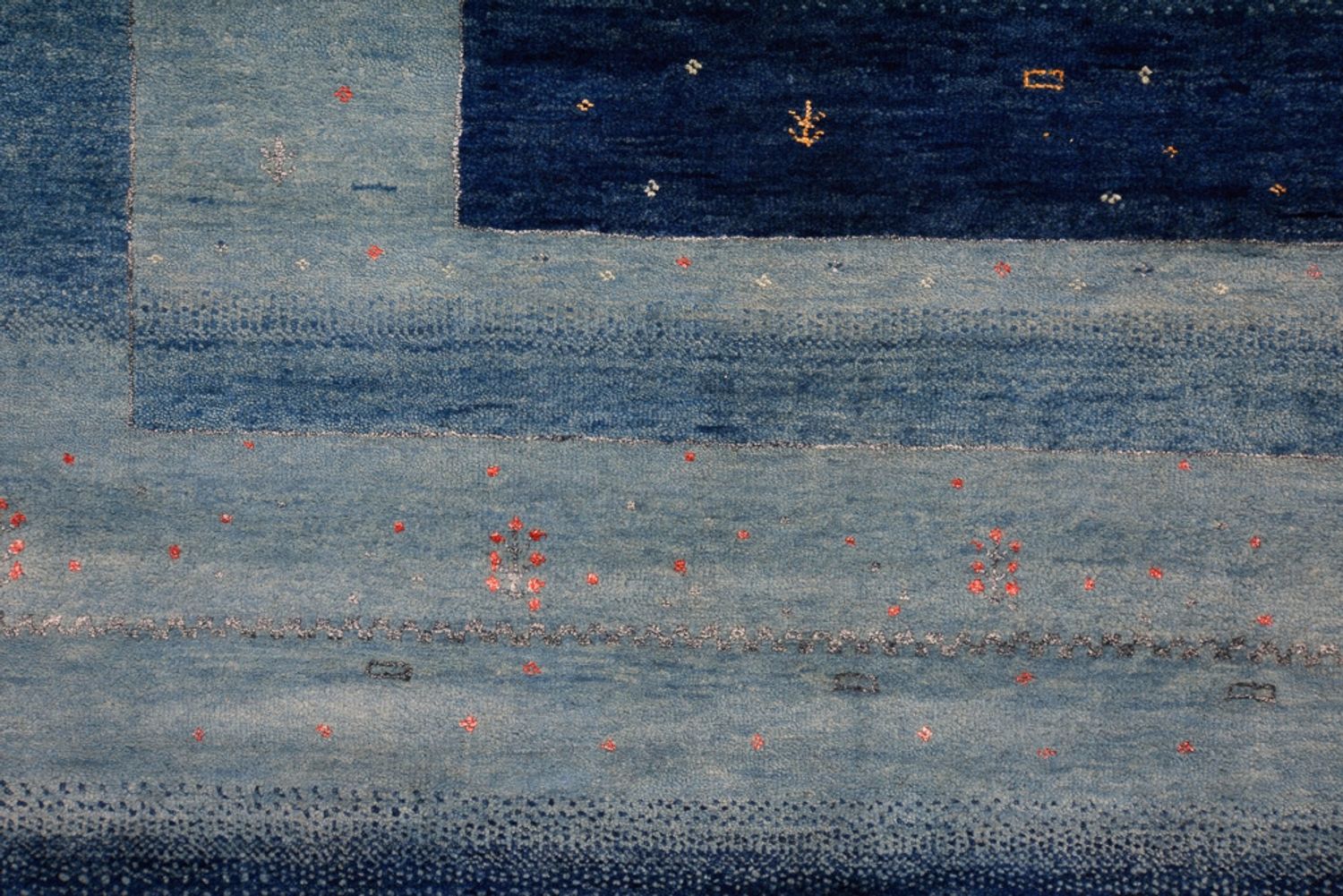 Alfombra Gabbeh - Loribaft Indus - 241 x 175 cm - azul