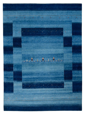 Alfombra Gabbeh - Loribaft Indus - 342 x 253 cm - azul