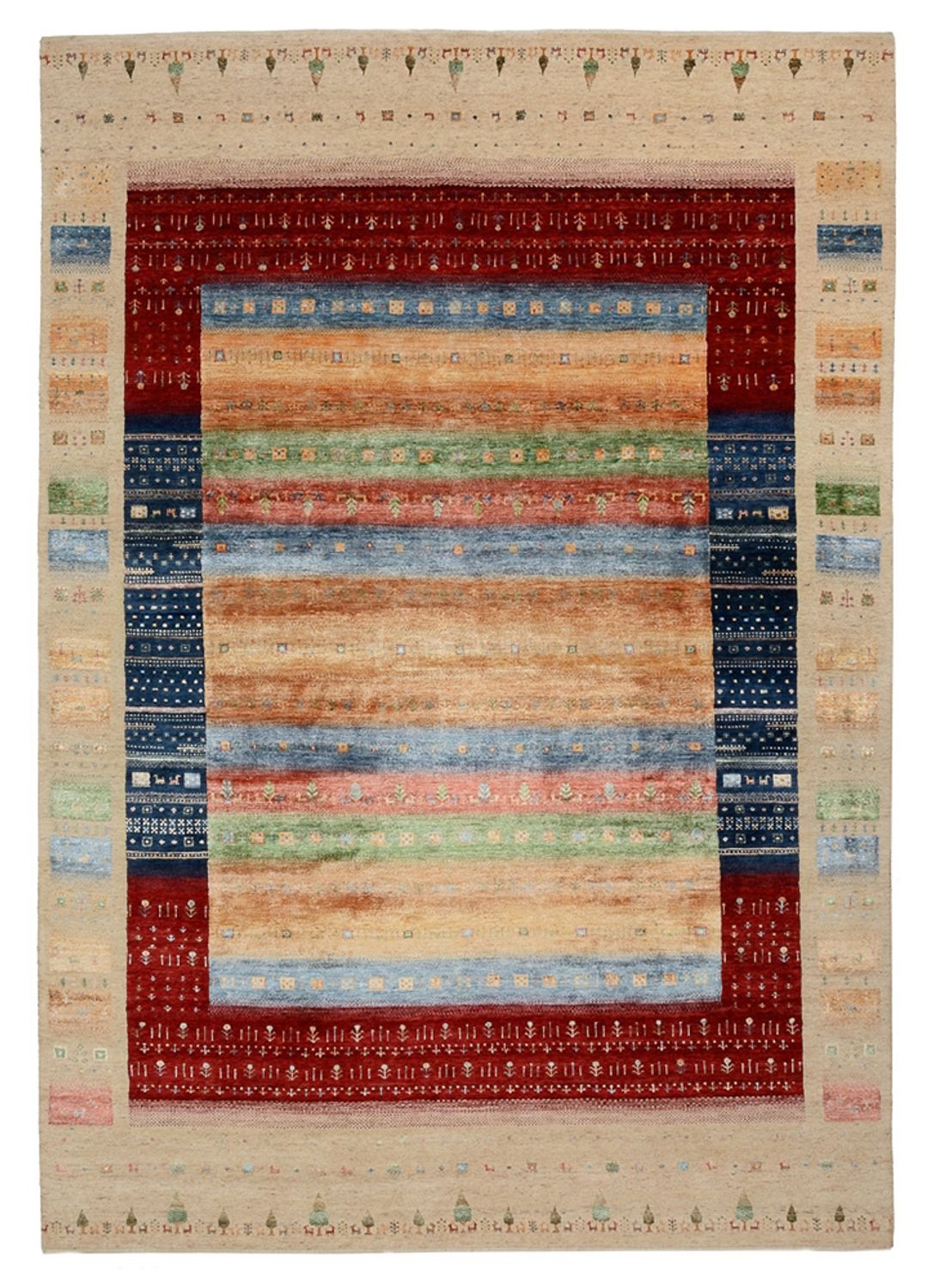 Alfombra Gabbeh - Loribaft Indus - 343 x 241 cm - multicolor