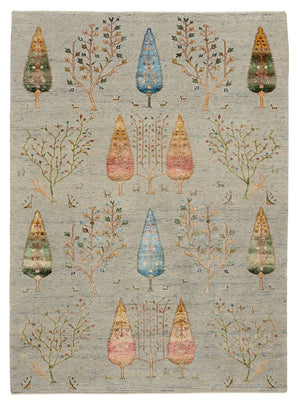 Alfombra Gabbeh - Loribaft Indus - 241 x 173 cm - gris claro