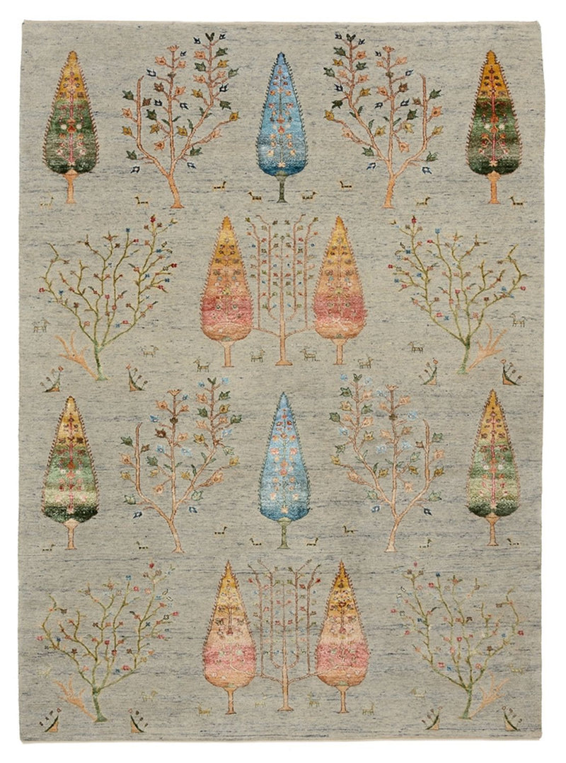 Alfombra Gabbeh - Loribaft Indus - 241 x 173 cm - gris claro