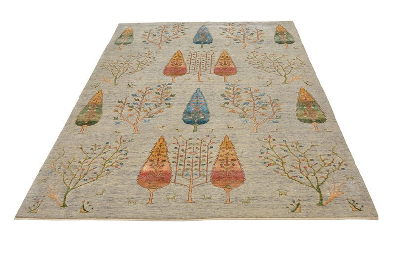 Alfombra Gabbeh - Loribaft Indus - 241 x 173 cm - gris claro