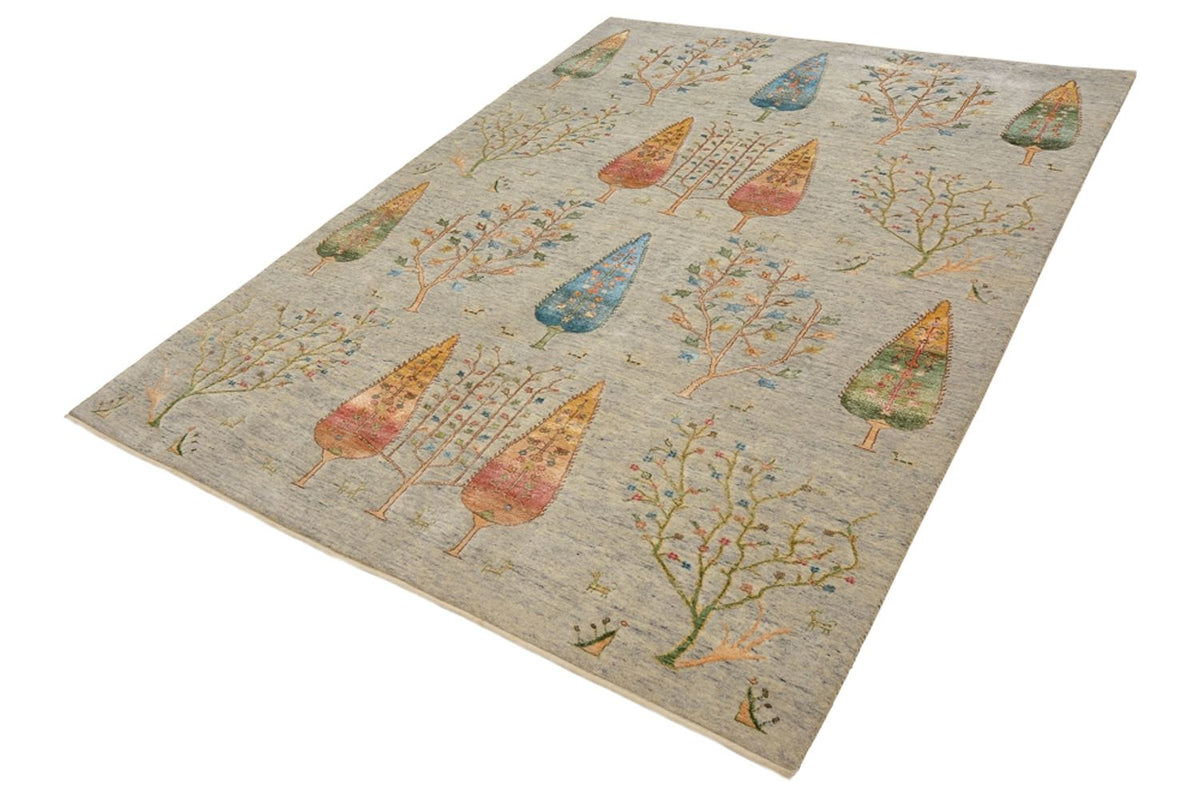 Alfombra Gabbeh - Loribaft Indus - 241 x 173 cm - gris claro