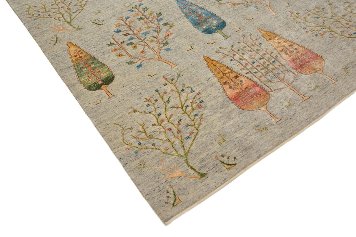 Alfombra Gabbeh - Loribaft Indus - 241 x 173 cm - gris claro