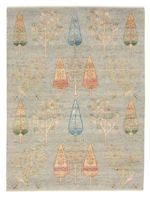 Alfombra Gabbeh - Loribaft Indus - 204 x 155 cm - gris claro
