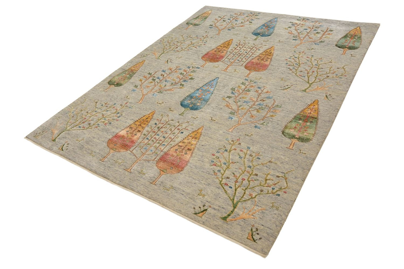 Alfombra Gabbeh - Loribaft Indus - 204 x 155 cm - gris claro