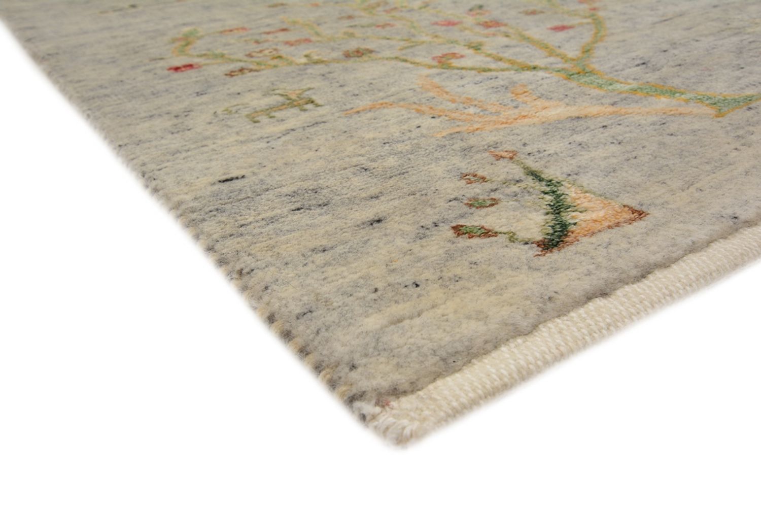 Alfombra Gabbeh - Loribaft Indus - 204 x 155 cm - gris claro