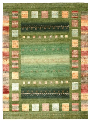 Alfombra Gabbeh - Loribaft Indus - 343 x 251 cm - verde