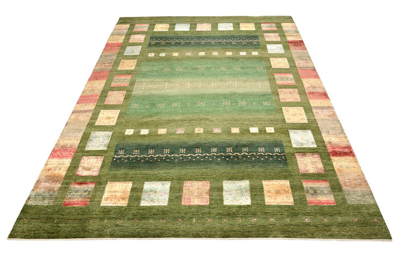 Alfombra Gabbeh - Loribaft Indus - 343 x 251 cm - verde