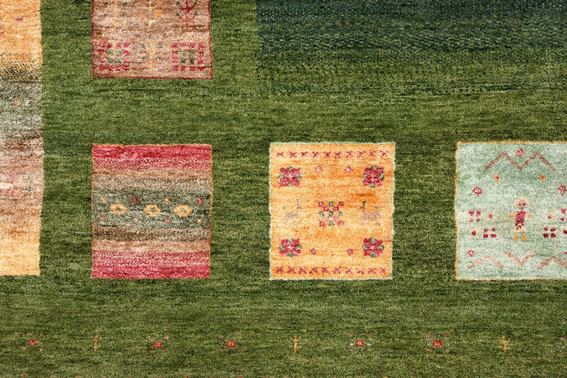 Alfombra Gabbeh - Loribaft Indus - 340 x 249 cm - verde