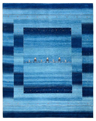 Alfombra Gabbeh - Loribaft Indus - 304 x 243 cm - azul claro