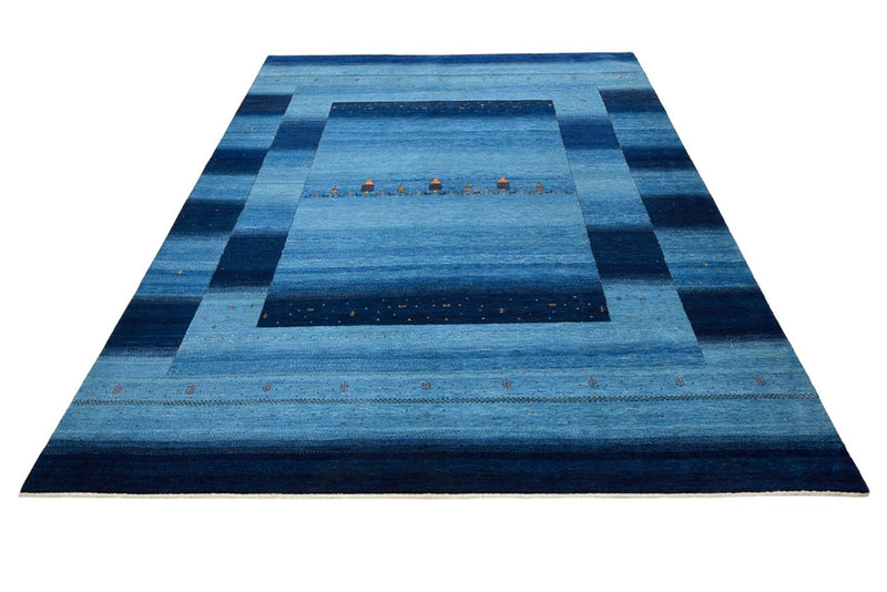 Alfombra Gabbeh - Loribaft Indus - 304 x 243 cm - azul claro