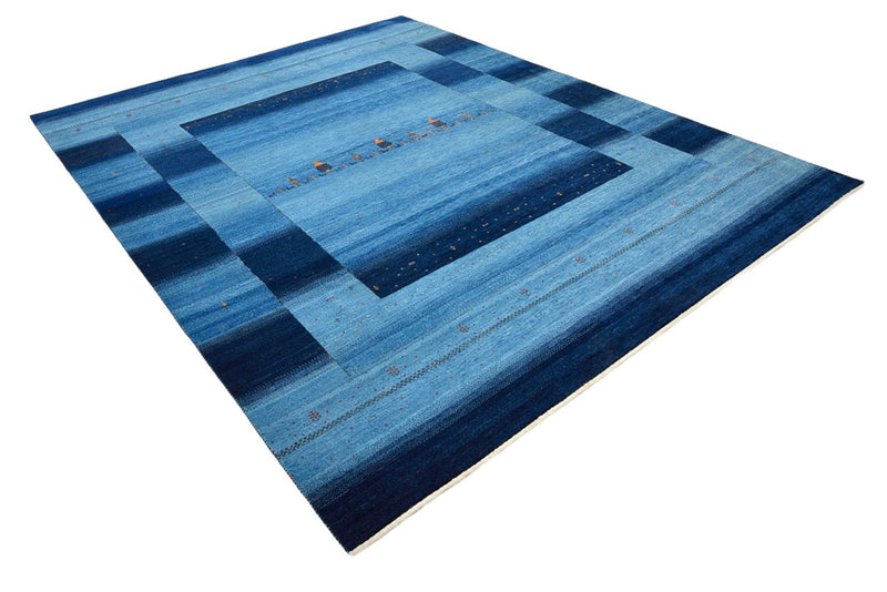 Alfombra Gabbeh - Loribaft Indus - 304 x 243 cm - azul claro