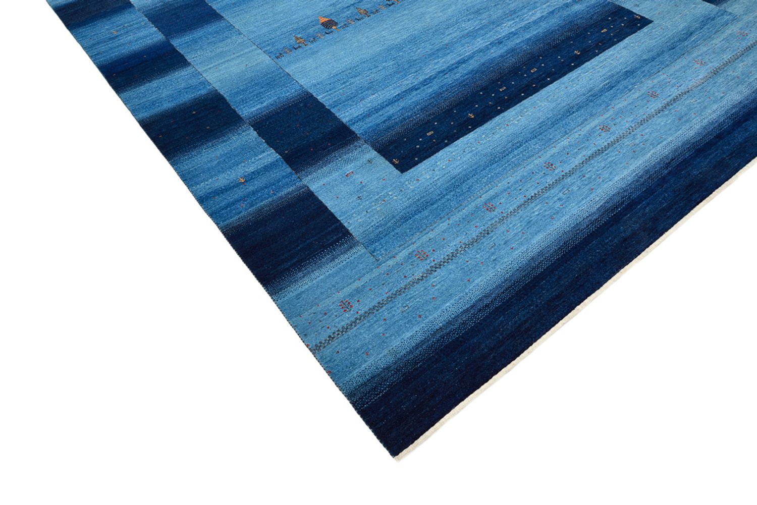 Alfombra Gabbeh - Loribaft Indus - 304 x 243 cm - azul claro
