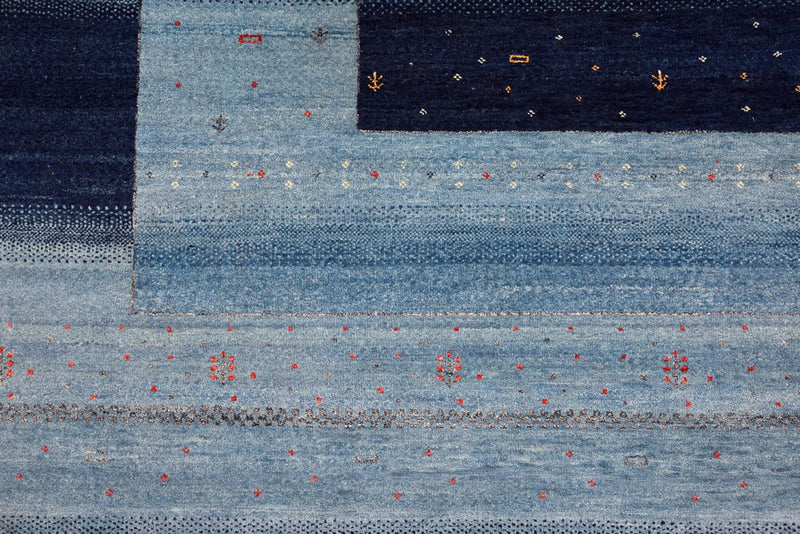 Alfombra Gabbeh - Loribaft Indus - 304 x 243 cm - azul claro