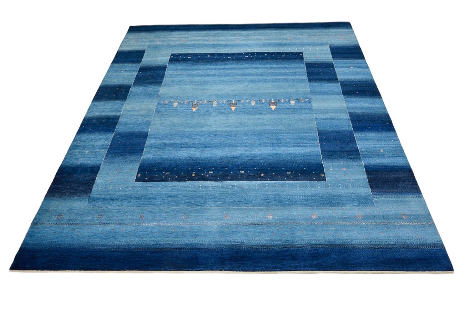 Alfombra Gabbeh - Loribaft Indus - 304 x 243 cm - azul claro