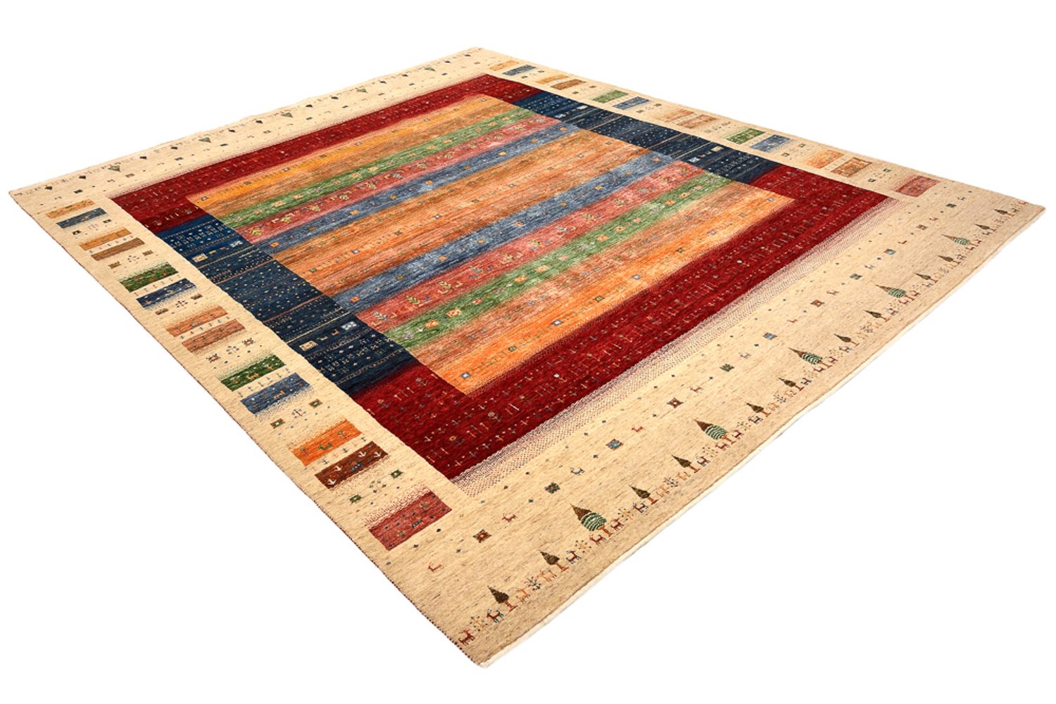 Alfombra Gabbeh - Loribaft Indus - 300 x 251 cm - multicolor
