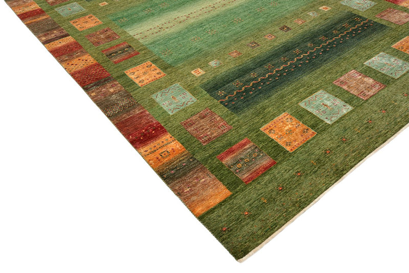 Alfombra Gabbeh - Loribaft Indus - 303 x 250 cm - verde