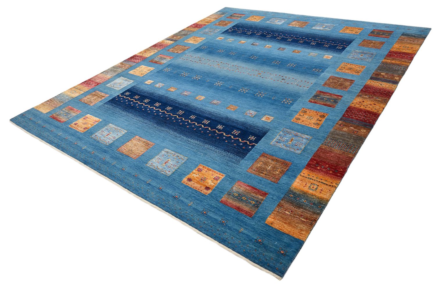 Alfombra Gabbeh - Loribaft Indus - 338 x 249 cm - azul