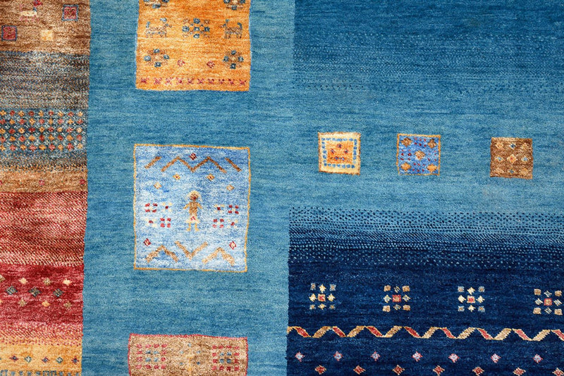 Alfombra Gabbeh - Loribaft Indus - 338 x 249 cm - azul