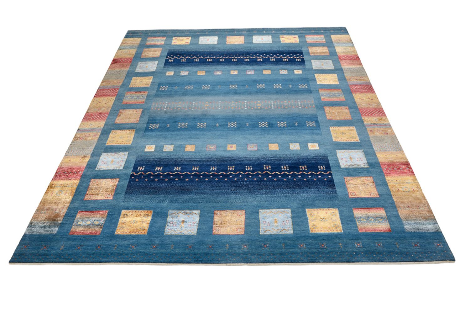 Alfombra Gabbeh - Loribaft Indus - 338 x 249 cm - azul