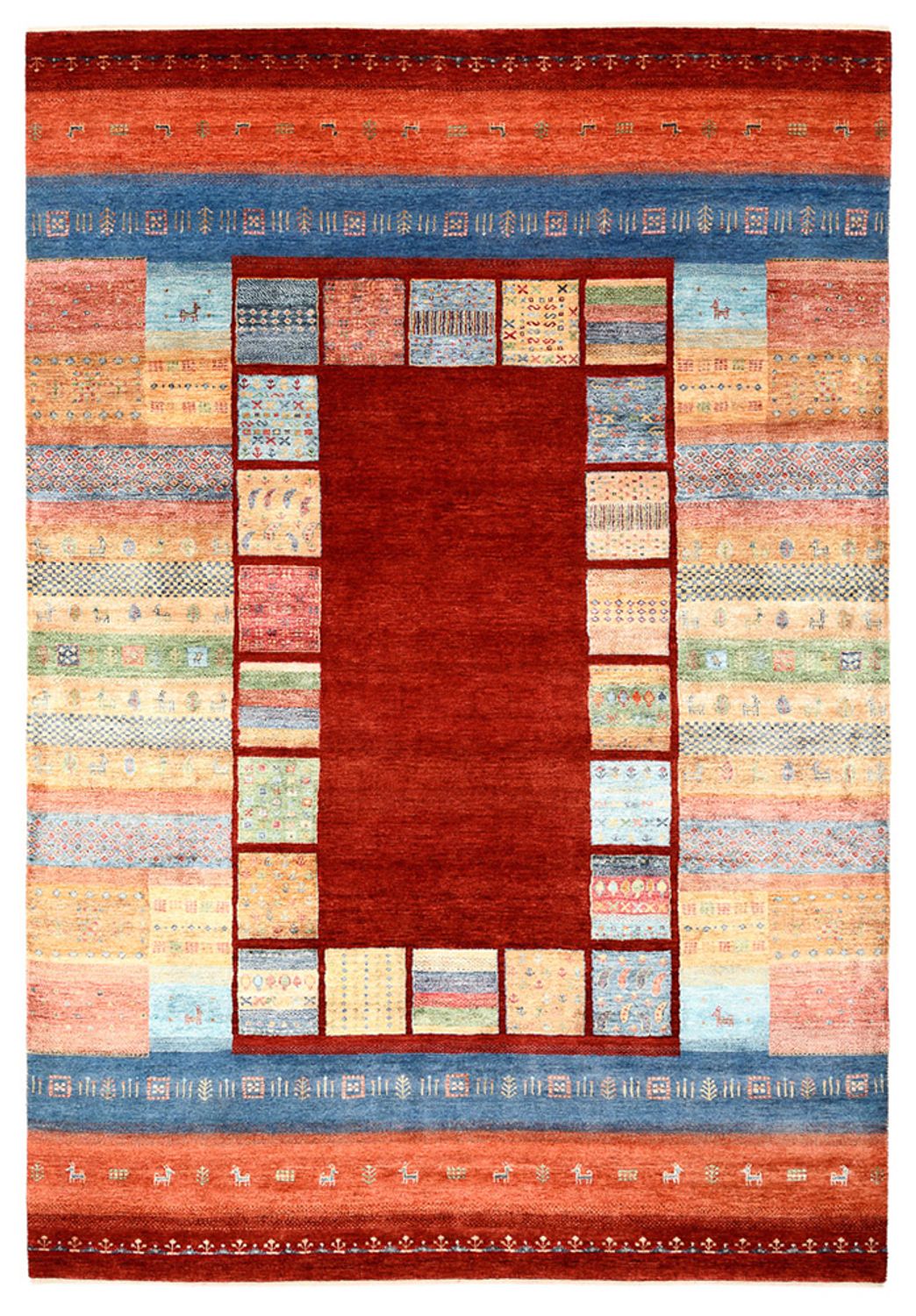 Alfombra Gabbeh - Loribaft Indus - 299 x 207 cm - rojo