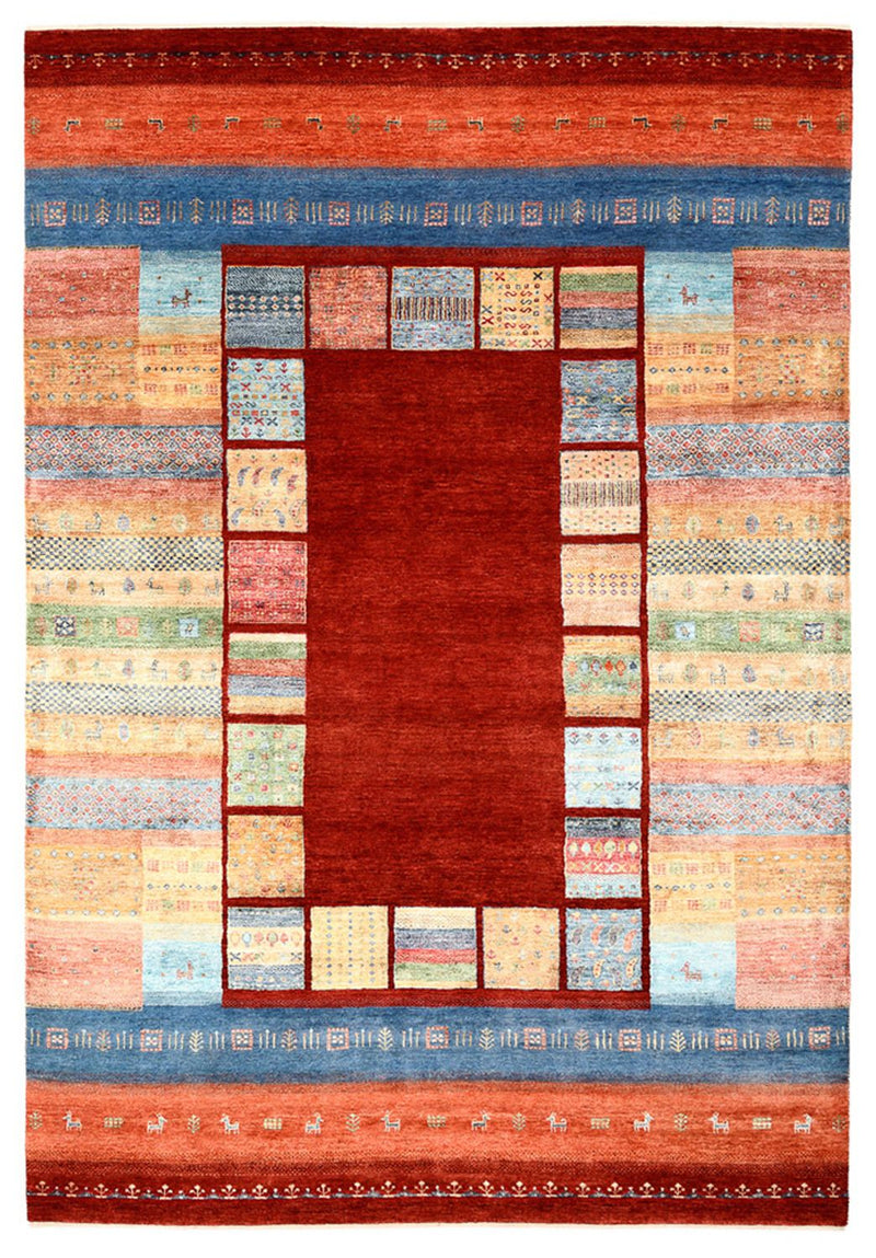 Alfombra Gabbeh - Loribaft Indus - 299 x 207 cm - rojo