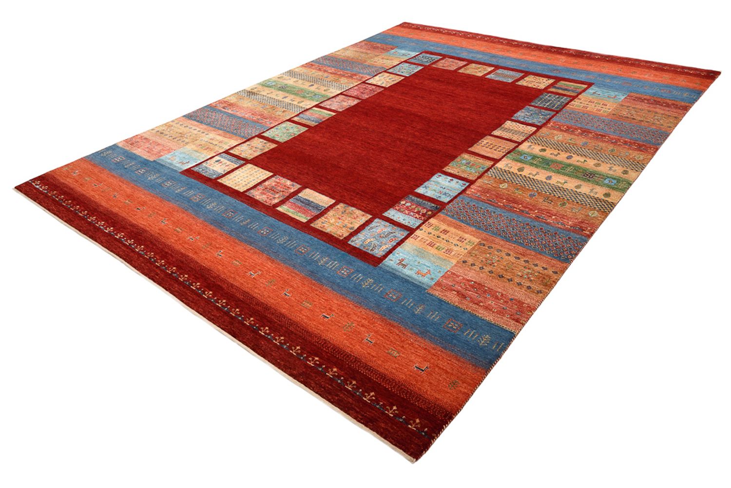 Alfombra Gabbeh - Loribaft Indus - 299 x 207 cm - rojo