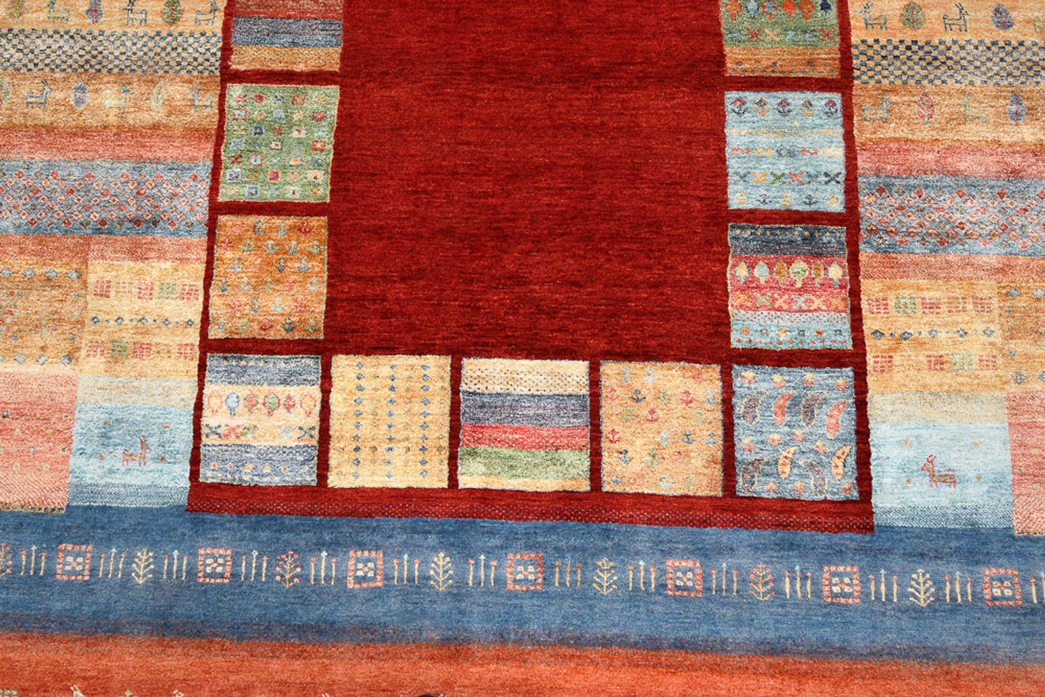 Alfombra Gabbeh - Loribaft Indus - 299 x 207 cm - rojo