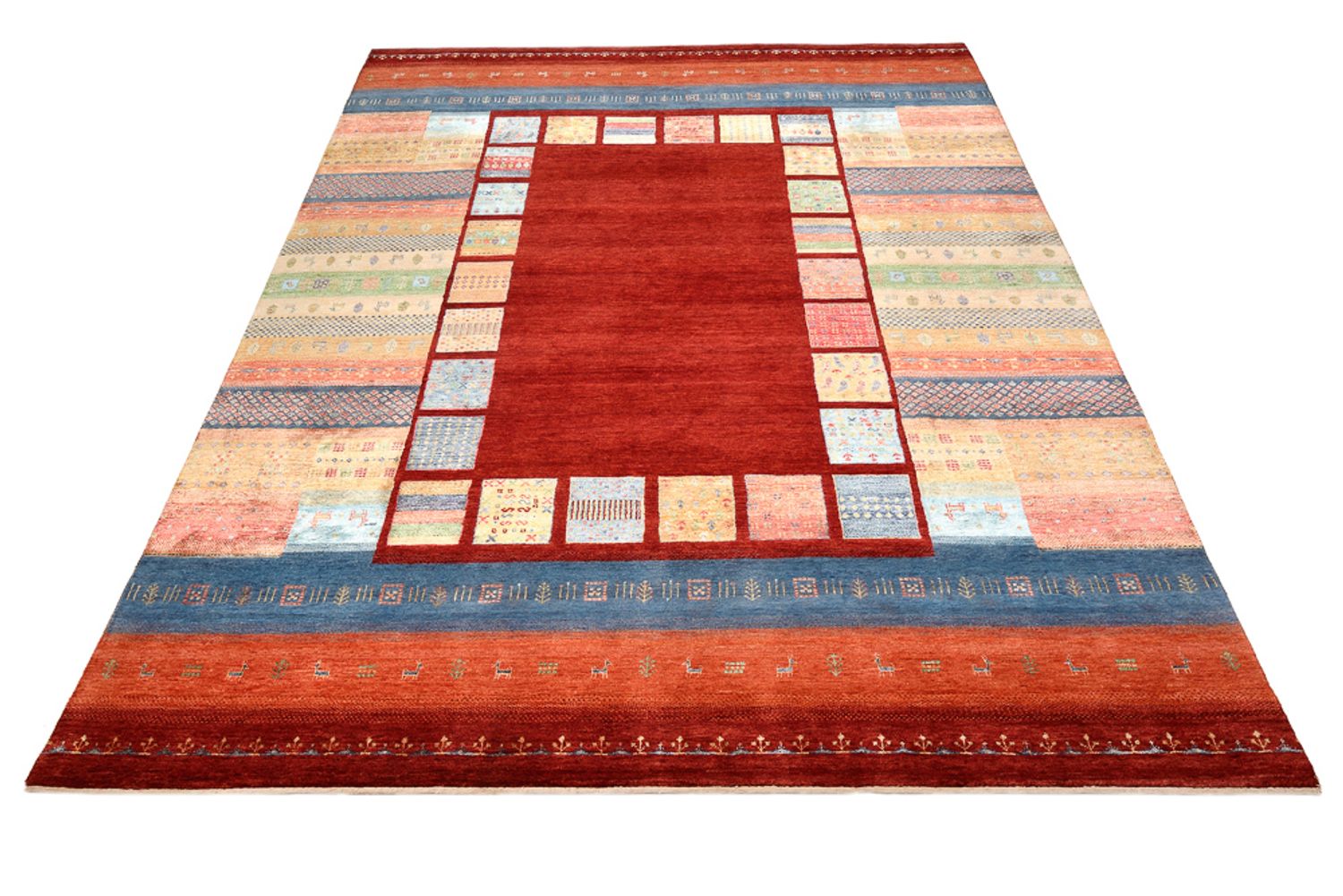 Alfombra Gabbeh - Loribaft Indus - 299 x 207 cm - rojo