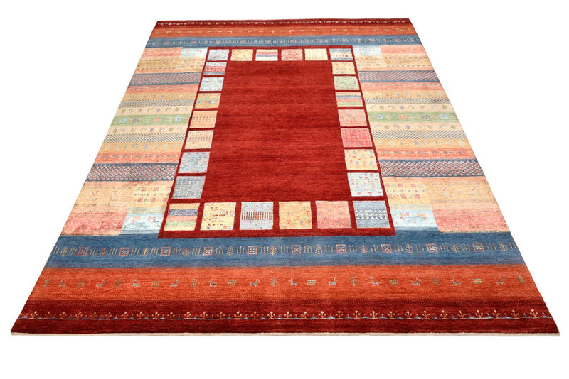 Alfombra Gabbeh - Loribaft Indus - 299 x 207 cm - rojo