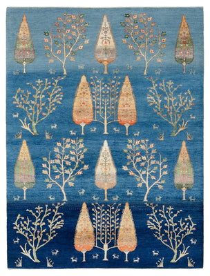 Alfombra Gabbeh - Loribaft Indus - 204 x 155 cm - azul claro