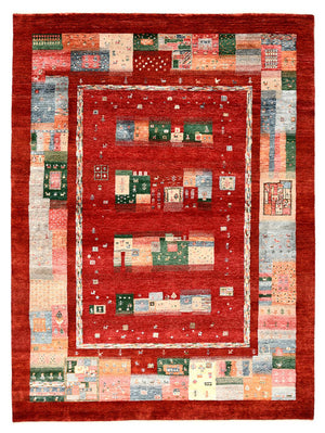 Alfombra Gabbeh - Loribaft Indus - 239 x 177 cm - rojo