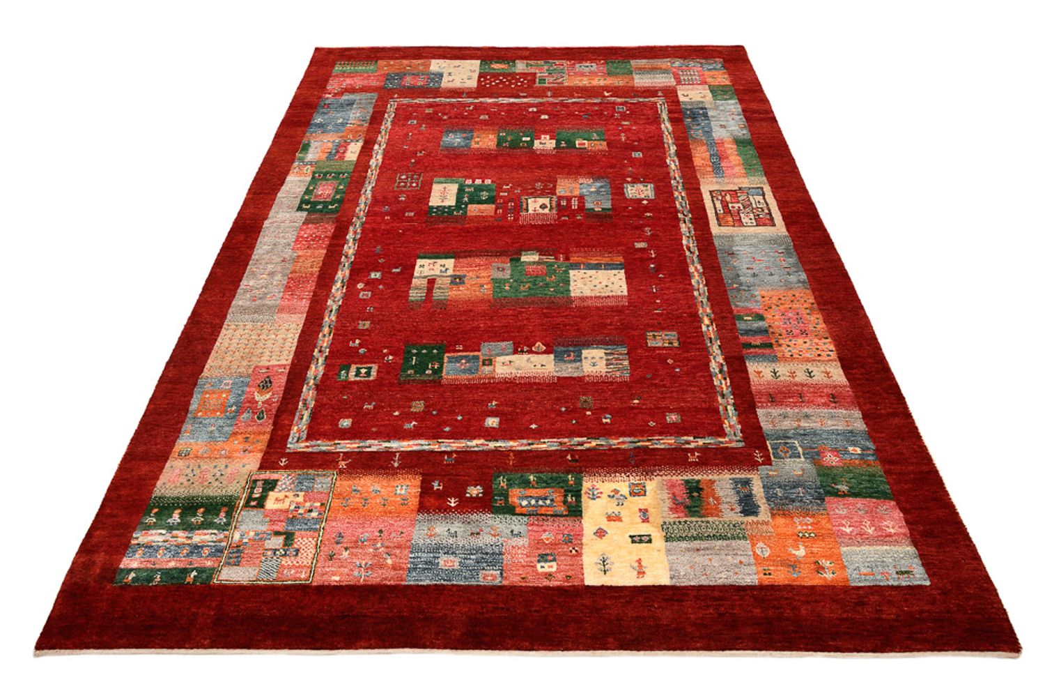Alfombra Gabbeh - Loribaft Indus - 239 x 177 cm - rojo