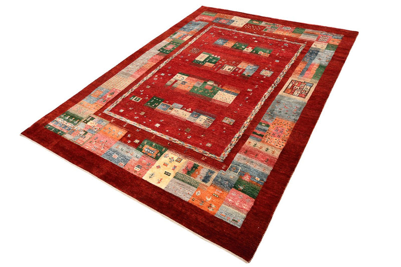 Alfombra Gabbeh - Loribaft Indus - 239 x 177 cm - rojo