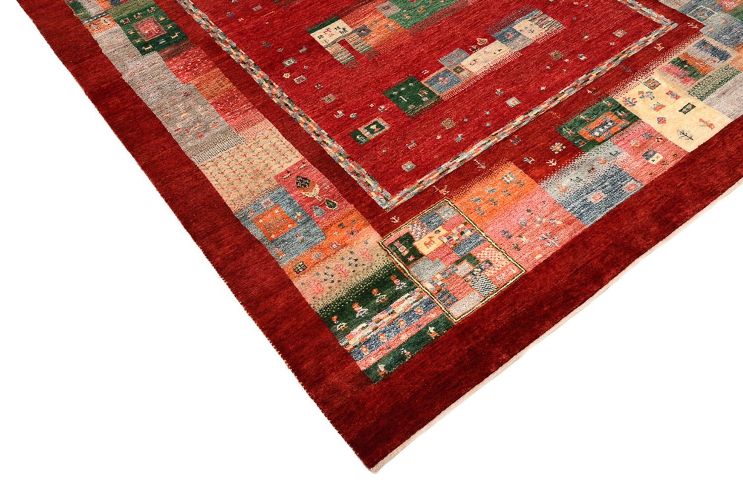 Alfombra Gabbeh - Loribaft Indus - 239 x 177 cm - rojo