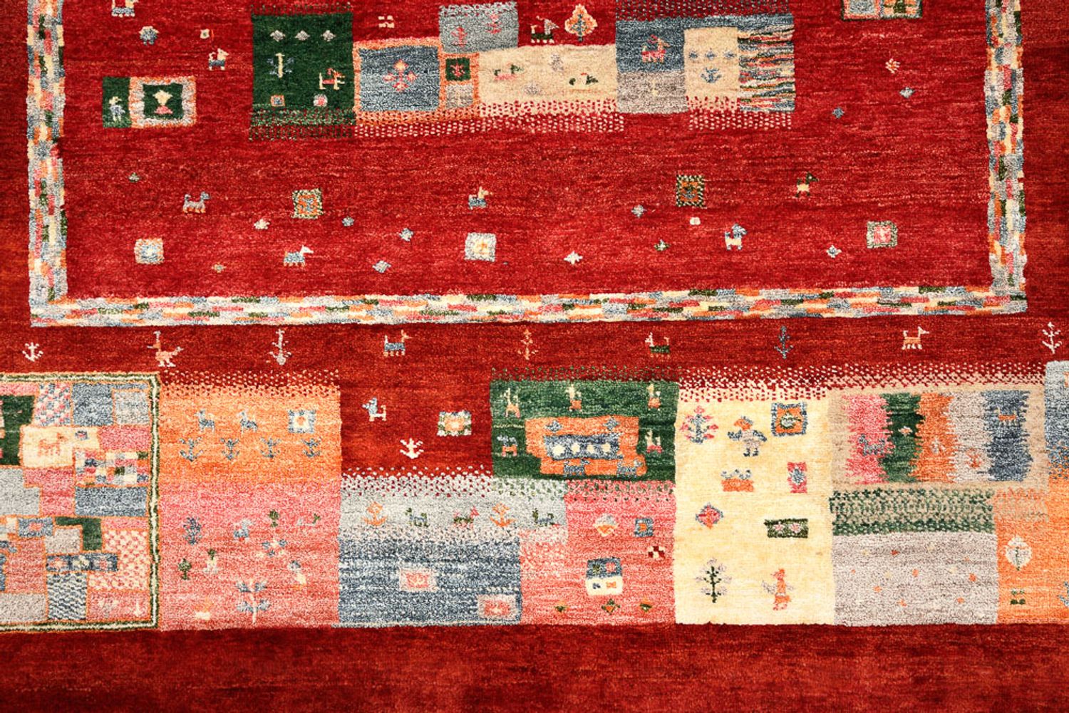 Alfombra Gabbeh - Loribaft Indus - 239 x 177 cm - rojo