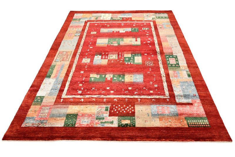 Alfombra Gabbeh - Loribaft Indus - 239 x 177 cm - rojo