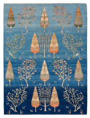 Alfombra Gabbeh - Loribaft Indus - 206 x 155 cm - azul